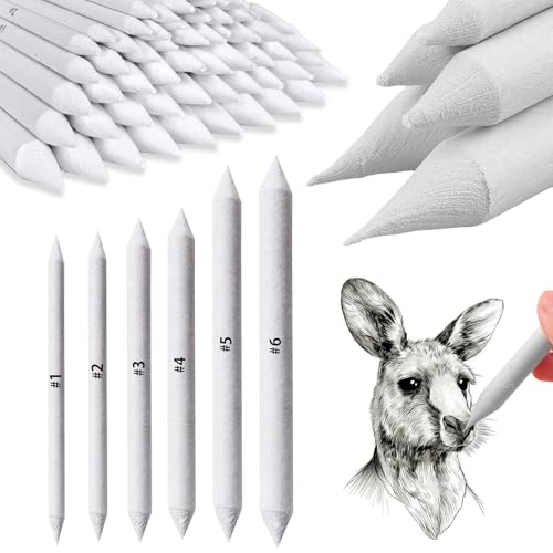 Hodyludy 48 Pcs Blending Stumps and Tortillions, Oil Pastel Blending Pencils, Paper Art Blenders Sticks, Sketch Shading Pencils for Students, Artists, Charcoal & Drawing Supplies