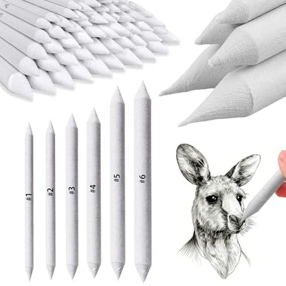 Hodyludy 48 Pcs Blending Stumps and Tortillions, Oil Pastel Blending Pencils, Paper Art Blenders Sticks, Sketch Shading Pencils for Students, Artists, Charcoal & Drawing Supplies