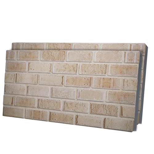 3D Faux Brick Wall Panels – Lightweight Styrofoam Cladding for Interior & Exterior Use | DIY Decorative Panels | 2 Pack (40"x20") | Ideal for Living Room, Kitchen, Outdoor Walls Silverstone - color: Sandstone, size: 2 Panels | 40" x 20" Each Piece