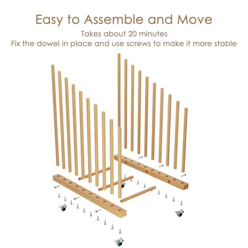 Art Storage Rack with Caster Wheels, 9 Section Wooden Art Canvas Storage for Frames and Drawing Board, Printed Matters, Paper Pads for Studio, Gallery, Art Exhibition