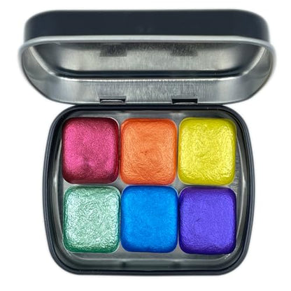 IUILE Handmade Watercolor Paints - Rainbow 1 Half Pan Set (6 colors) - color: Rainbow1