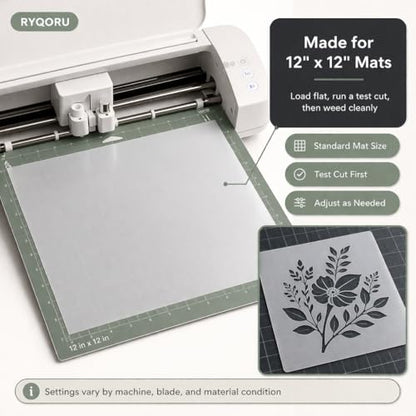 Blank Mylar Stencil Sheets, 10 Pack 12 x 12 Inch, 7 Mil Milky Translucent PET Plastic Sheets for Cutting Machines, Laser Cutting, Reusable Template Material