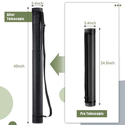 Mimorou 3 Pcs Extendable Poster Tubes Plastic Document Storage Tube with Carrying Strap 24-40 Inch Expanding Blueprint Holder Telescoping Cap Waterproof Art (Black, Green, Red) - color: Black, Green, Red
