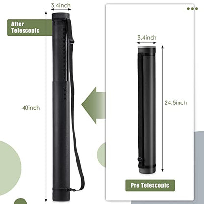 Mimorou 3 Pcs Extendable Poster Tubes Plastic Document Storage Tube with Carrying Strap 24-40 Inch Expanding Blueprint Holder Telescoping Cap Waterproof Art (Black, Green, Red) - color: Black, Green, Red