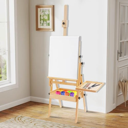 French Easel, Plein Air Painting Easel, Foldable H-Frame Easel Stand for Painting Adult, Studio Art Beech Wood Easel, All-in-One Art Painting Kit for Artists, Beginners, Holder up to 36''