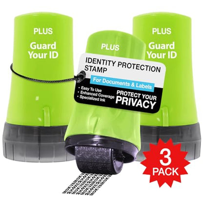 Guard Your ID Security Roller Set for Identity Theft Protection Advanced 2.0 Stamping and Redacting (Regular 3-Pack, Green) - color: Green, size: Regular 3-Pack