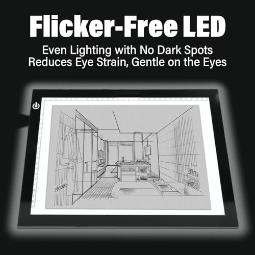 A4 LED Copy Board Tracing Light Box, Adjustable Brightness Artcraft LED Trace Light Pad, USB Power Light Table for Artists, Tattoo Drawing, Animation, Sketching, Stenciling & Diamond Art Painting
