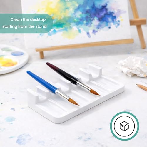 6 Slots Paint Brush Rest Holder – Portable Durable Brush Holder Caddy, Easy to Clean Artist Tool Organizer for Painting Art Accessories, 4.6×2×0.6 Inch