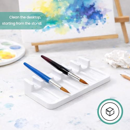 6 Slots Paint Brush Rest Holder – Portable Durable Brush Holder Caddy, Easy to Clean Artist Tool Organizer for Painting Art Accessories, 4.6×2×0.6 Inch