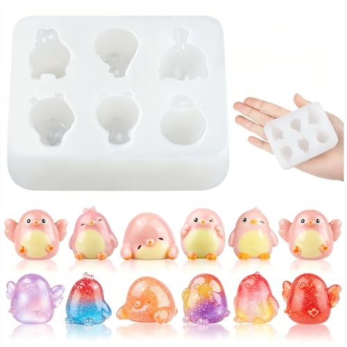 Mini Cute Tit Birds Figurines Silicone Mold, Micro Dollhouse Animal Epoxy Casting Mold with Realistic Shapes for DIY Resin Art Fairy Garden Miniatures Landscape Crafts Decor (6-Cavity) - color: 1 Pc Tit Birds White