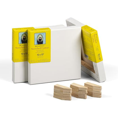 Strathmore 300 Series Gallery Stretched Canvas Pack, 10x10 inch, 3 Pack, Art Canvas for Students Professionals - size: 10x10 inch, style: Gallery Profile