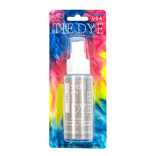S.E.I. Grey Tie Dye Spray Bottle: 2oz. Non Toxic Fabric Dye Spray, DIY Permanent Clothing Dye, One Step, Ready to Use Tie Dye Supplies - color: Grey, size: 1 Pack