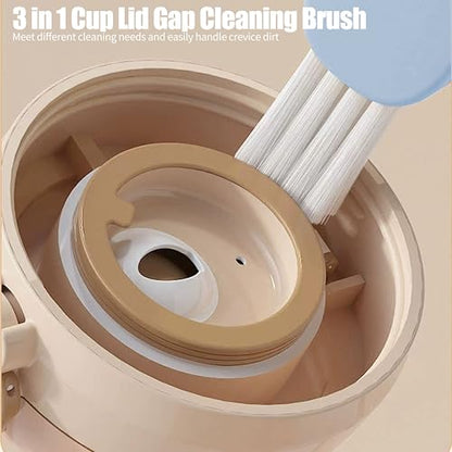 3 in 1 Cup Lid Gap Cleaning Brush Multifunctional Bottle Cleaning Brush for Water Bottle Cup Lid Gap for Gaps of Various Containers (Blue Pink(Mushroom)) - color: Blue Pink(mushroom)