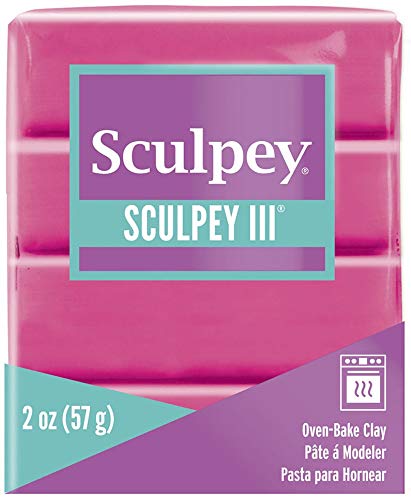 Sculpey III® Polymer Oven-Bake Clay, Candy Pink, Non Toxic, 2 oz. bar, Great for modeling, sculpting, holiday, DIY, mixed media and school projects.Perfect for kids & beginners! - size: 56 Gr - Candy Pink