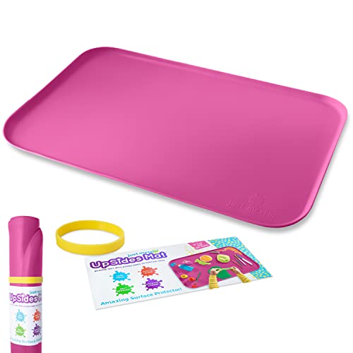 Just Messin’ Silicone Art Mat for Kids, Reusable Non-Slip Heat-Resistant Mat w Raised 0.6" Edges to Contain Mess & Protect Tables/Floors, Arts & Crafts, Resin, Legos, 16"x26", Pink - color: Pink, size: 16" x 26"