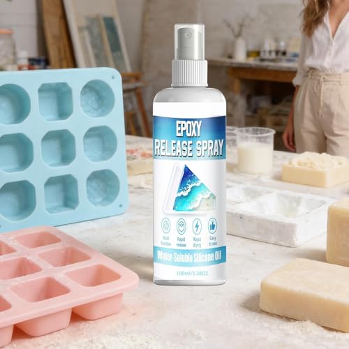 Fast Mold Release, Fast-Drying Lubricant Agent, 100ml Bottle with Epoxy Coating, Clear Liquid Casting Spray, Aerosol Mist with Precision Nozzle, Demolding Tool for Candle & Soap