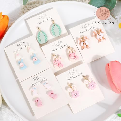 Puocaon Easter Polymer Clay Cutters - 9 Pcs Rabbit Clay Cutters for Polymer Clay Jewelry Earrings, Spring Easter Eggs Bunny
