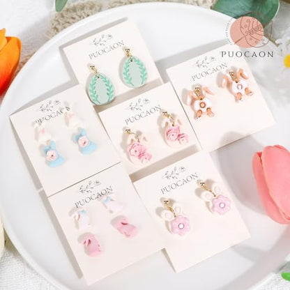 Puocaon Easter Polymer Clay Cutters - 9 Pcs Rabbit Clay Cutters for Polymer Clay Jewelry Earrings, Spring Easter Eggs Bunny