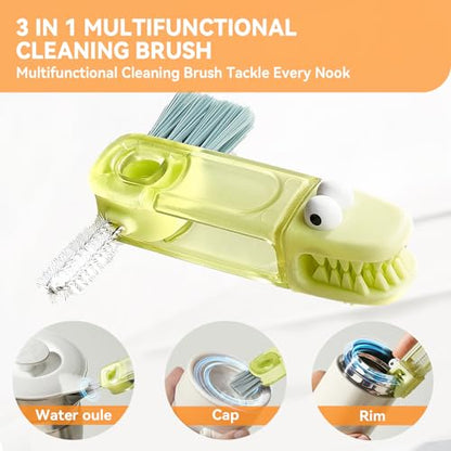 3 in 1 Cup Lid Gap Cleaning Brush Set, Multifunctional Bottle Cleaning Brush, Silicone Cup Lid Gap Cleaner, Home Kitchen Crevice Cleaning Tools (Blue) - color: Blue