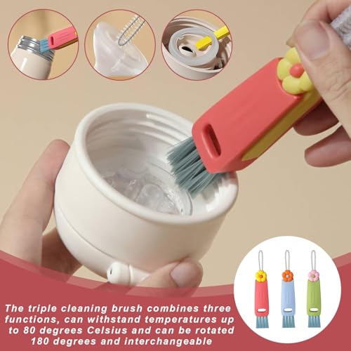 3 in 1 Rotatable Cup Lid Gap Cleaning Brush Set, for Baby Bottle, Insulation Bottle & Tight Spaces, Multifunctional Portable Crevice Cleaner Scrubber Tools, 3 Pcs