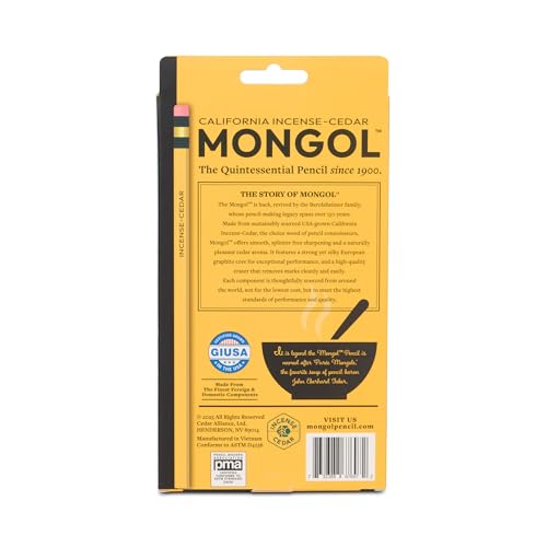Mongol Classic Incense Cedar #2 Pencil - 24-Pack - Pre-sharpened, European Graphite Core, US Grown Cedar, Smudge Free Eraser – Nontoxic PMA Certified - size: 1 Count (Pack of 24)