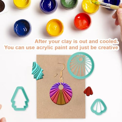 22Pcs Geometry Polymer Clay Cutters Boho Clay Earrings Cutters Polymer Jewelry Cutter for Earrings Making Birthday Party DIY Supplies - style: Geometry
