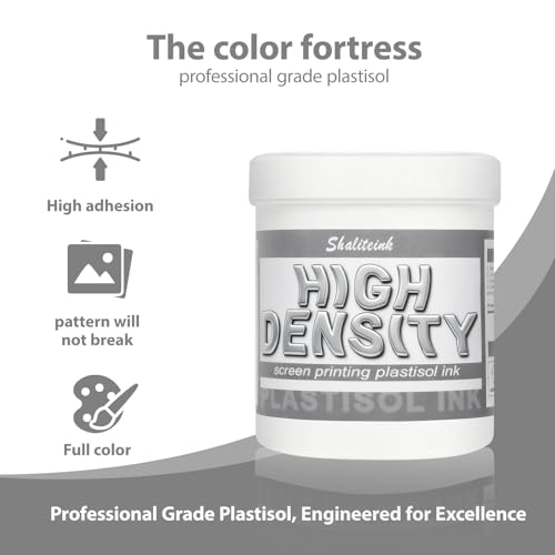 Shaliteink® Screen Printing Plastisol Ink High Density - Highly Opaque Screen Printing Ink for Cotton, Polyester and Other Fabrics (8oz.) - color: High Density, size: 8 fl oz