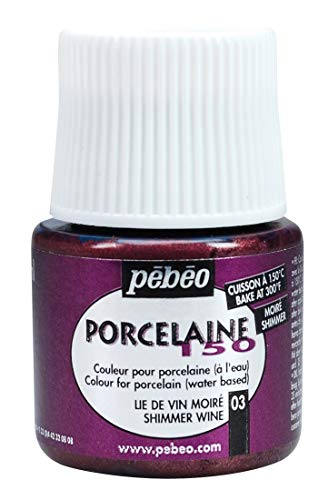 Pebeo Porcelaine 150 Ceramic Paint - Water-Based High-Gloss Color Paints for Porcelain, Premium Art Supplies, Non-Toxic & Heat-Safe, 45 ml Bottle, Shimmer Wine - color: Shimmer Wine, size: 1.52 Fl Oz (Pack of 1)