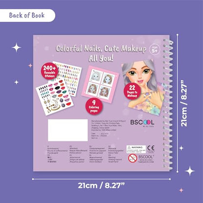 BSCOOL Drawing, Coloring & Sticker. Nails & Makeup Dress Up Sticker Book with 240+ Removable Stickers. Endless Nail Design and Makeup Combination for Kids Ages 4 and Up. Gift for Girls - color: Nails and Make Up
