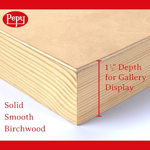 Pepy 16" x 20" Birch Wood Panels; Gallery Depth 1-1/2" Deep Cradle Artist Panel (Pack of 2)