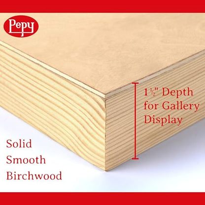 Pepy 16" x 20" Birch Wood Panels; Gallery Depth 1-1/2" Deep Cradle Artist Panel (Pack of 2)