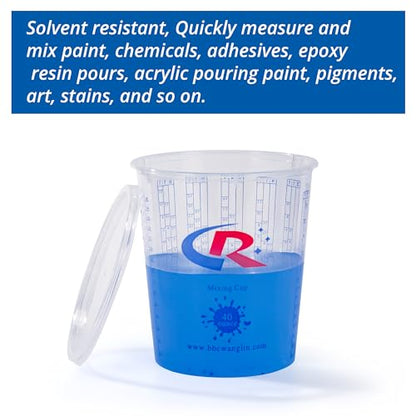 Paint Mixing Cup 40 Ounce, Accurate Measurements in Ratios and OZ. and ML, 12PCS Plastic Graduated Measuring Cups for Paint, Resin, Epoxy, Acrylic, Pigments, Art