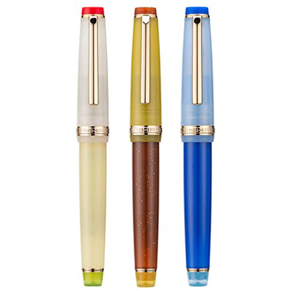 3 Jinhao 82 Fountain Pen Transparent Mixed Classic Color Acrylic Extra Fine Point Gold Trim with Converter Set - color: Mixed Classic Gold Trim, style: Extra Fine Nib