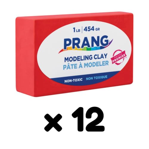 Prang Modeling Clay, Red, 1 lb. Block, Case of 12 Blocks, 192 oz. Total | Pliable, Non-Hardening, Non-Staining, Easy Clean-Up, Perfect for Preschool and Elementary Aged Children - color: Red, size: 1 lb. (Pack of 12)
