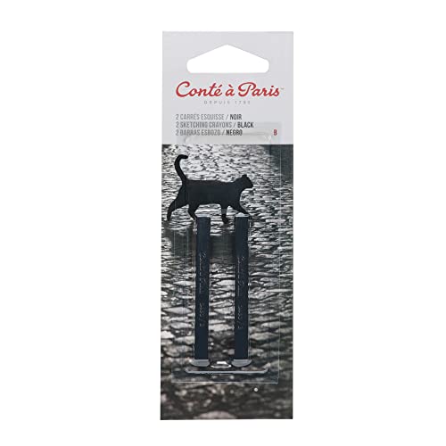 Conté à Paris Sketching Carré Crayons, 2 Pack, Black B (2460 / B) - style: Black B
