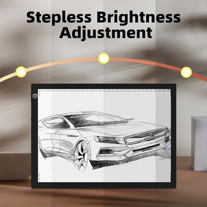 ME456 Rechargeable A4 Light Drawing Board, Lithium Battery Powered Light Pad, Adjustable Brightness LED Tracing Light Box Ideal for Diamond Art, Weeding Vinyl, Viewing Slides, Stenciling - style: A4 Rechargeable