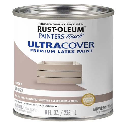 Rust-Oleum 1994730 Brush Painter's Touch Ultra-Cover Multi-Purpose Enamel Paint, 1/2 Pt Can, Gloss Almond 8 Fl Oz (Pack of 1) - color: Gloss Almond, size: 8 Fl Oz (Pack of 1)