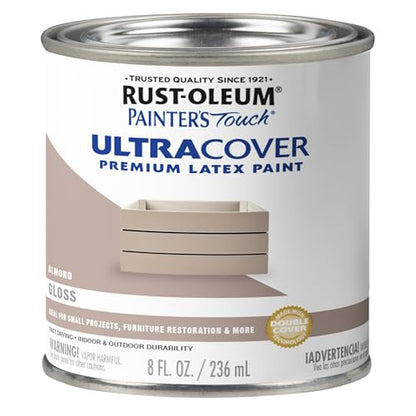 Rust-Oleum 1994730 Brush Painter's Touch Ultra-Cover Multi-Purpose Enamel Paint, 1/2 Pt Can, Gloss Almond 8 Fl Oz (Pack of 1) - color: Gloss Almond, size: 8 Fl Oz (Pack of 1)