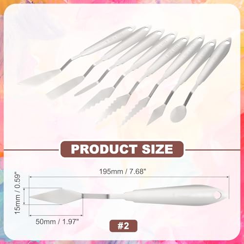 MECCANIXITY HM#2 Palette Knives 15mm Width Stainless Steel Spatula Painting Pallet Knife with Stainless Steel Handle for Oil Painting Acrylic Canvas Mixing Spreading - style: HM#2 + 15mm