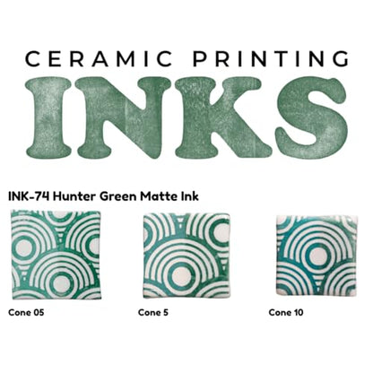 AMACO Ceramic Printing Ink, 8 oz. (236 mL), INK-74 Hunter Green Matte | Cone 05-10 Intermixable Ceramic Printing Ink for Screenprinting, Monoprinting, and More on Bisque and Unfired Clay - color: Ink-74 Hunter Green
