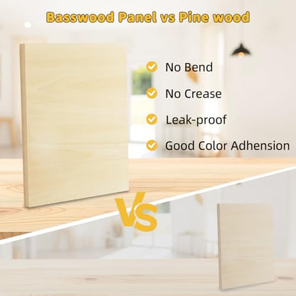 4 Pack 16x20 Basswood Paint Pouring Panels Pre-Sanded Acrylic Oil Resin | Sturdy pre-sanded wooden panels for acrylic pouring, oil & resin art, for pro artists & exhibitions - size: 16 * 20-4pk
