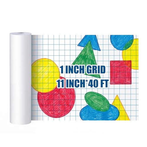 Jetec 1 Roll Large Grid Graph Paper Roll 1'' Grid 11 Inch x 40ft Sewing Pattern Paper for Drafting Quilting Drawing Sketching Classroom Teaching Supplies Gifts - color: 1'' Grid, size: 11 Inch X 39ft