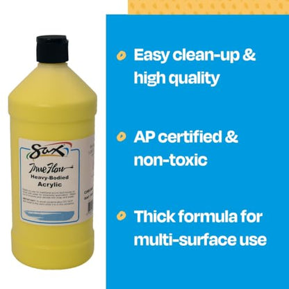Sax Heavy Body Acrylic Paint for School and Arts and Crafts Use, Chrome Yellow, 1 Quart - color: Chrome Yellow, size: 32 Fl Oz (Pack of 1)