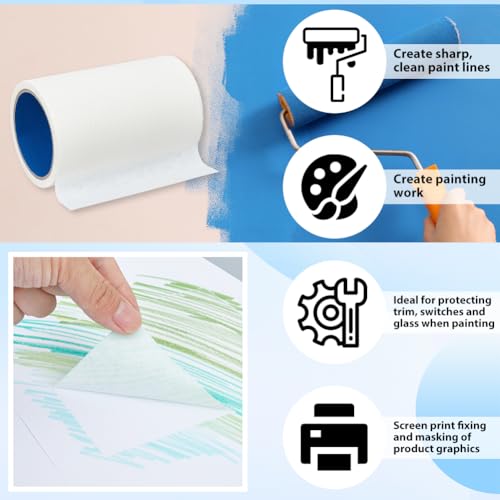 OLYCRAFT 21.9 Yards Textured Paper Tape Tape Textured Paper for Painting Masking Frisket Tracing Frisket 5.9 Inch Wide Painters Tape White Adhesive Painting Tapes for Artists and DIY Projects - size: 5.9 Inch