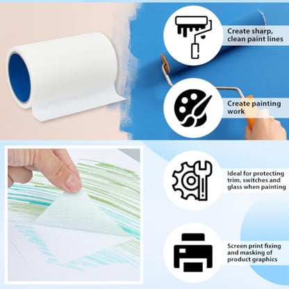 OLYCRAFT 21.9 Yards Textured Paper Tape Tape Textured Paper for Painting Masking Frisket Tracing Frisket 5.9 Inch Wide Painters Tape White Adhesive Painting Tapes for Artists and DIY Projects - size: 5.9 Inch
