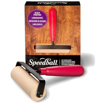 Speedball 4126 Deluxe Soft Rubber Brayer - 40/42 Durometer Roller with Heavy Duty Steel Frame - 4 Inches - size: 4-Inch