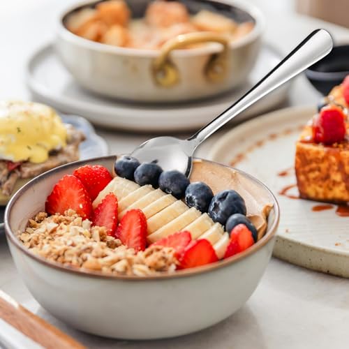 60 PCS Dinner Spoons Set - Windsor Stainless Steel Dinner Spoon 7.1 Inch with Dishwasher Safe Dessert Spoons, Metal Dessert Spoon, Silverware for Home, Kitchen or Restaurant - size: 60-piece Dinner Spoon
