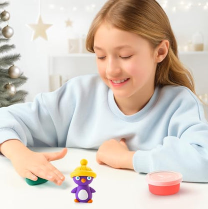 HEY CLAY Set - Colourful Modeling Air Dry Clay Kit for Kids 15 cans and Sculpting Tools with Fun Interactive Instructions App - Children 3+ (Winter Holidays) - style: Winter Holidays