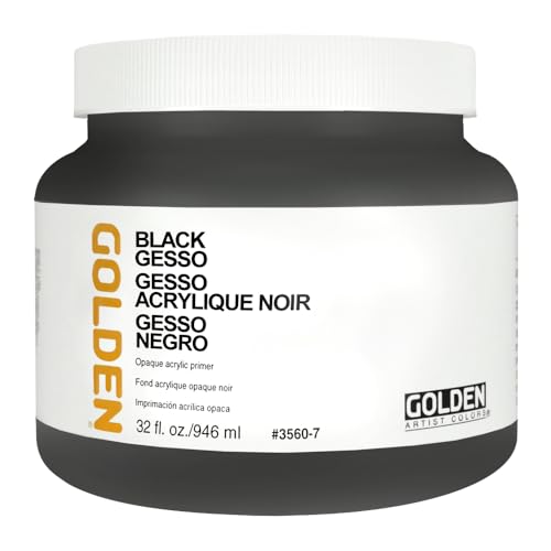 GOLDEN Black Gesso, 32 fl. oz. Jar, Professional Acrylic Gesso, Opaque