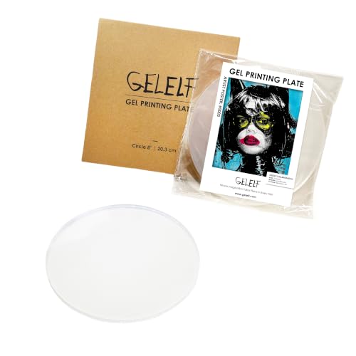 GELELF Upgraded Gel Printing Plate - No Aging & Bubbling Reusable Round (8" Diameter) Gel Plates for Monoprinting -Printmaking Art Supplies for Card Making, Book Press, Journaling, Scrapbooking - size: Circle 8" I 20.3cm